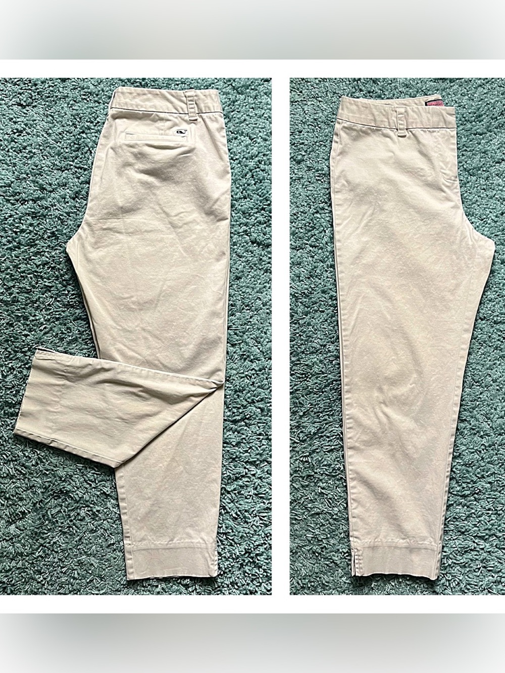 Vineyard Vines Cream Crop Chinos Pants Womens 4 Flat Front Split Hem - Picture 4 of 9